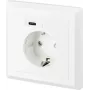 SYGONIX SY-5238674 Podomietková zásuvka s 2 USB-A portami, Schuko, biela