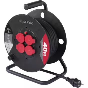 Sygonix SY-10236132 Káblový bubon 25 m H05VV-F 3G1.5 4 Schuko zásuvky čierna