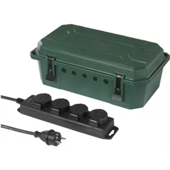 Sygonix SY-5598168 4-násobná zásuvková lišta, hodvábne matná zelená/čierna, zvýšená ochrana pred dotykom, 16 A, 3680 W, 230 V, Schuko