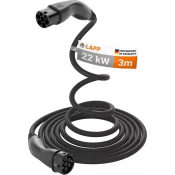 LAPP MOBILITY samonavíjací Type-2-EV nabíjací kábel, 22 kW, 3 m, čierny (75749)