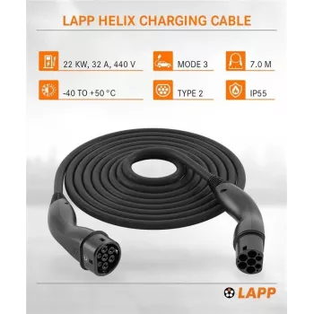 Lapp Mobility Type 2 Helix nabíjací kábel 22 kW 7 m čierna