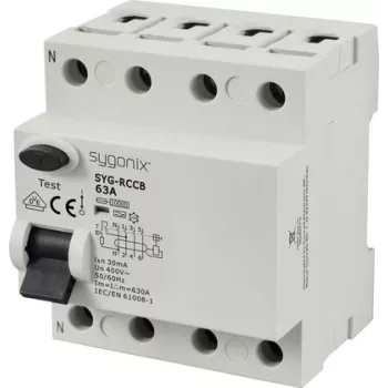 Sygonix SY-6438020 prúdový chránič typ A 4-pólový 63 A 30 mA 400 V AC
