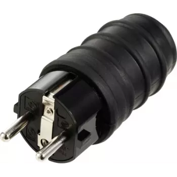 Sygonix SY-6618468 Schuko konektor samec TPE 250 V/AC čierny IP44