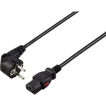 Sygonix SY-6733072 uzamykateľný napájací kábel IEC C13, CEE 7/7 na IEC C13, 2 m, čierny