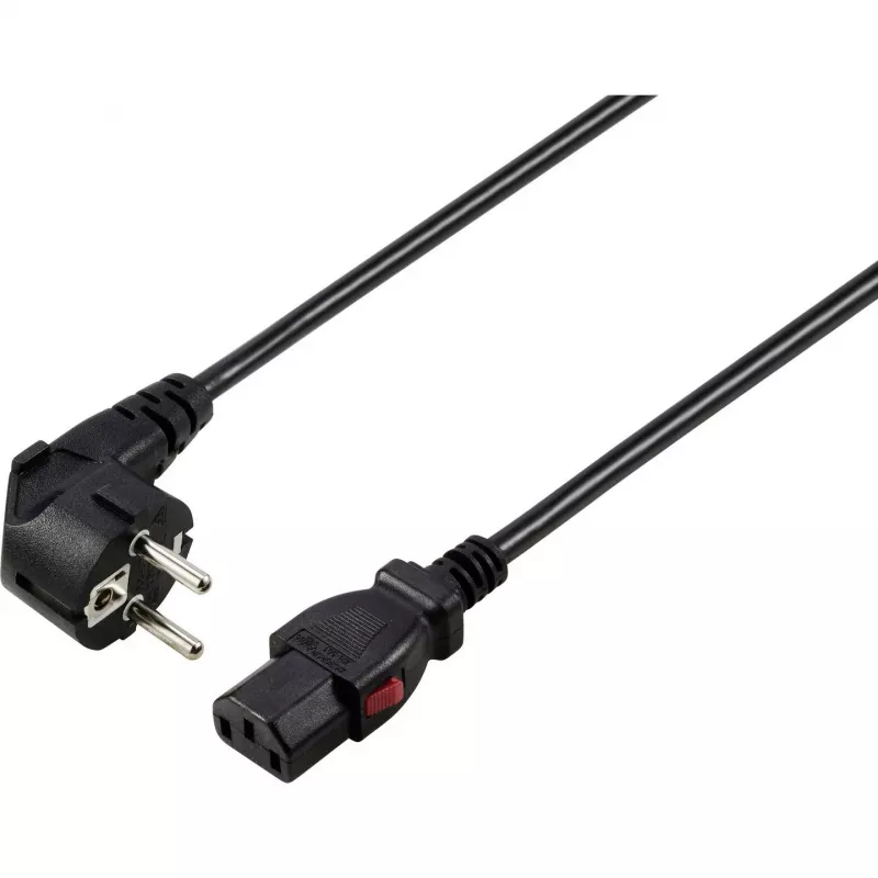 Sygonix SY-6733072 uzamykateľný napájací kábel IEC C13, CEE 7/7 na IEC C13, 2 m, čierny