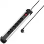 Sygonix SY-6807132 6-násobná prepäťová ochranná zásuvková lišta, čierna/strieborná, 1,5m kábel