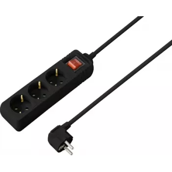 Sygonix SY-7042482 3-násobná predlžovacia zásuvka s vypínačom, čierna, 1,5 m