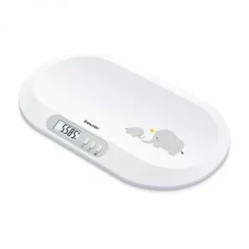 Beurer BY90 inteligentná detská váha s Bluetooth, kapacita 20 kg, presnosť 5 g, klenutá vážiaca plocha, LCD displej, biela