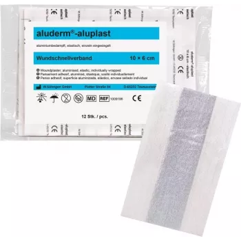 SÖHNGEN aluderm®-aluplast elastická rolka náplasti na rany, 6 cm x 1 m, sterilná, jednotlivo zatavené úseky
