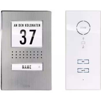M-E MODERN-ELECTRONICS ADV 111 WW audio vrátnik káblový interkom kompletná sada pre rodinný dom, nerez, biela (41137)