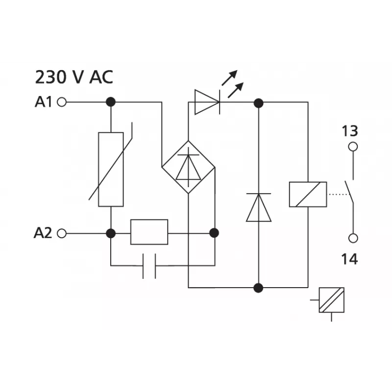 METZ CONNECT KRA-M4/1 reléový modul, 230 V AC cievka, 1 CO kontakt, biely 11061305