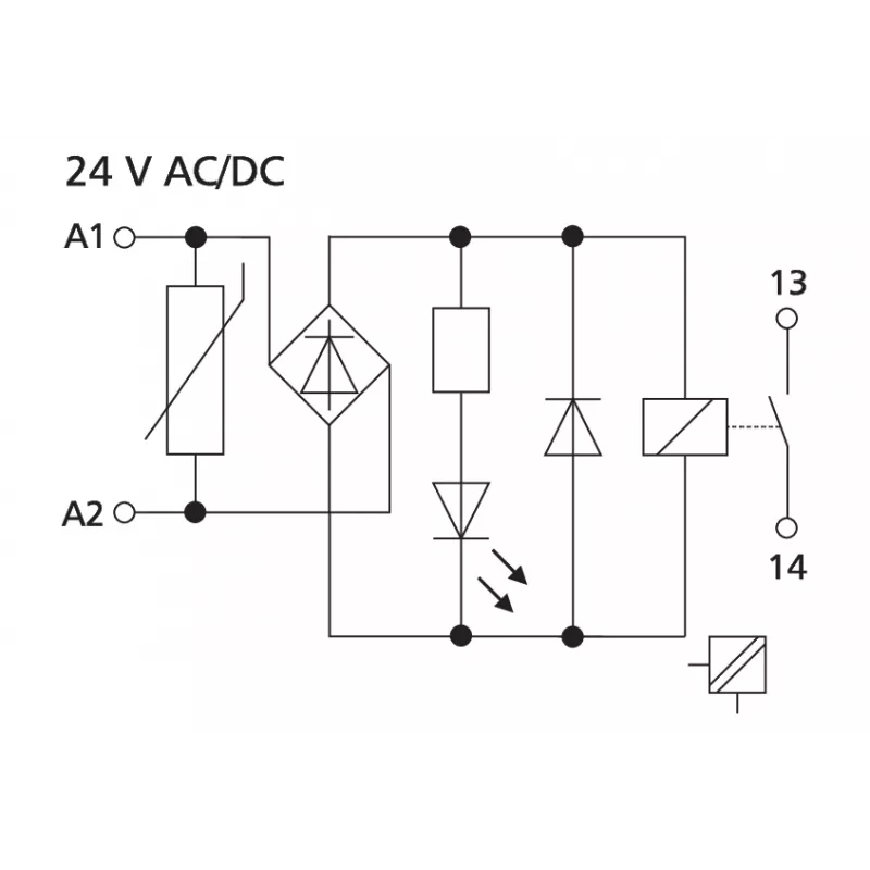 METZ CONNECT KRA-M4/1 rozhranový reléový modul, 1 prepínací kontakt, 24 V AC cievka, biely 11061313
