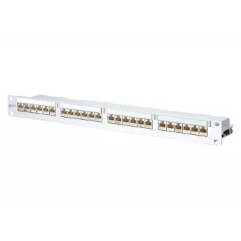 METZ CONNECT 130856-E-90 24-portový Cat.6A tienený patch panel, 1U, biela