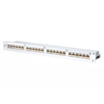 METZ CONNECT 130856-E-90 24-portový Cat.6A tienený patch panel, 1U, biela