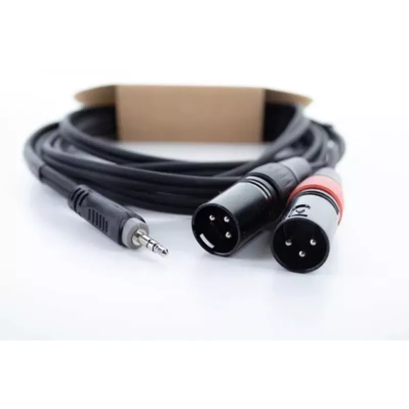 Cordial EY 3 WMM XLR Y-adapter kábel 3,5mm TRS konektor samec na 2x XLR konektor samec 3m 14872