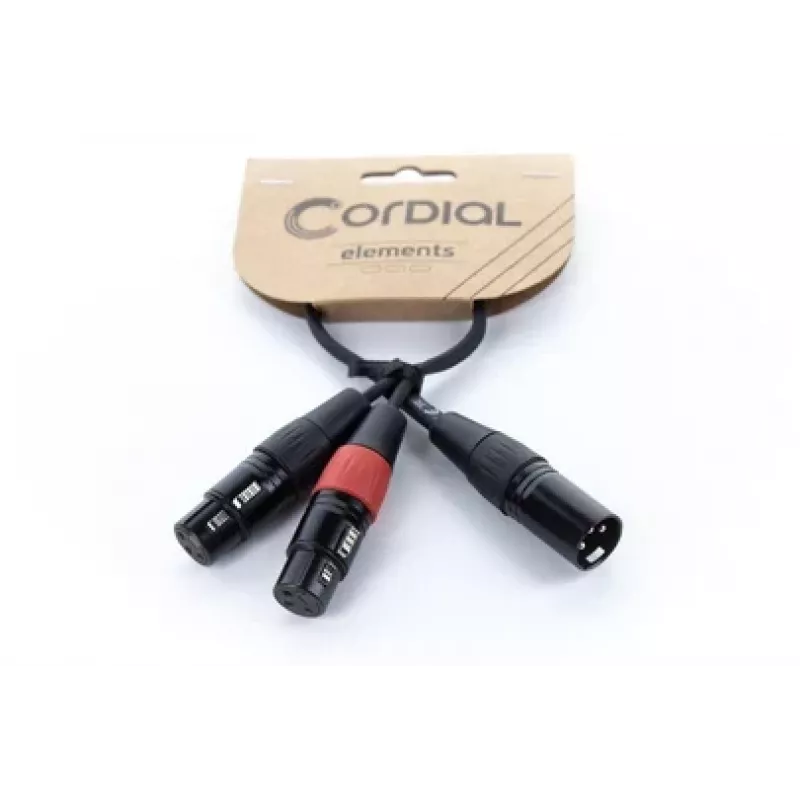 Cordial EY 0,3 MFF XLR Y-adapter kábel - 1x XLR konektor samec na 2x XLR konektor samica, 0,3 m, čierny 14881