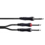 Cordial 14878 audio Y adaptér kábel 6,3 mm stereo jack na 2x 6,3 mm mono jack 3 m čierny