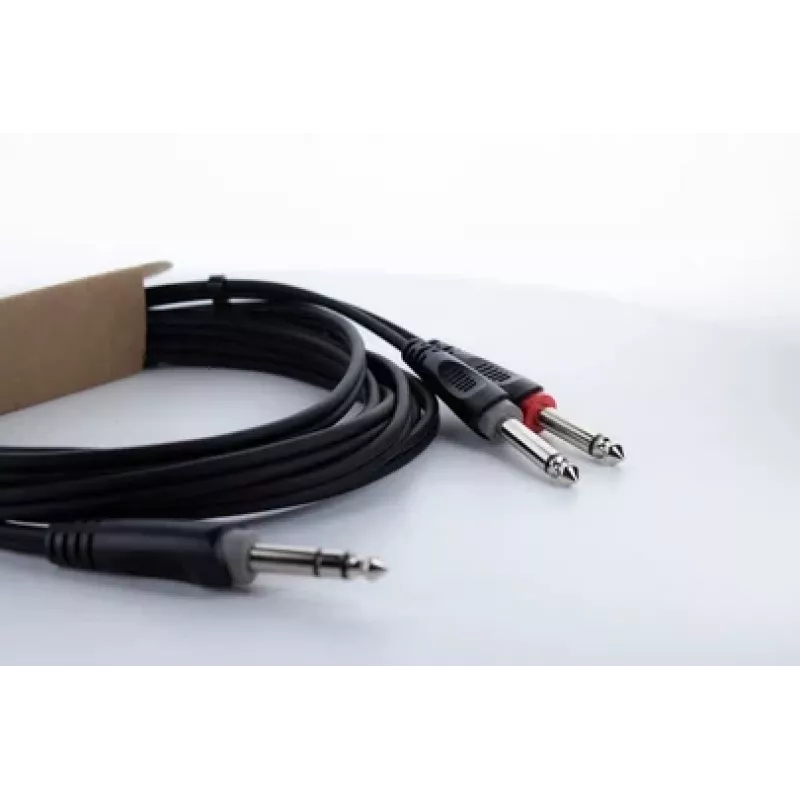 Cordial 14878 audio Y adaptér kábel 6,3 mm stereo jack na 2x 6,3 mm mono jack 3 m čierny