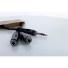 Cordial 14882 6,3mm stereo jack Y adaptér kábel, 1x konektor samec na 2x konektor samica, 0,3m, čierny PVC