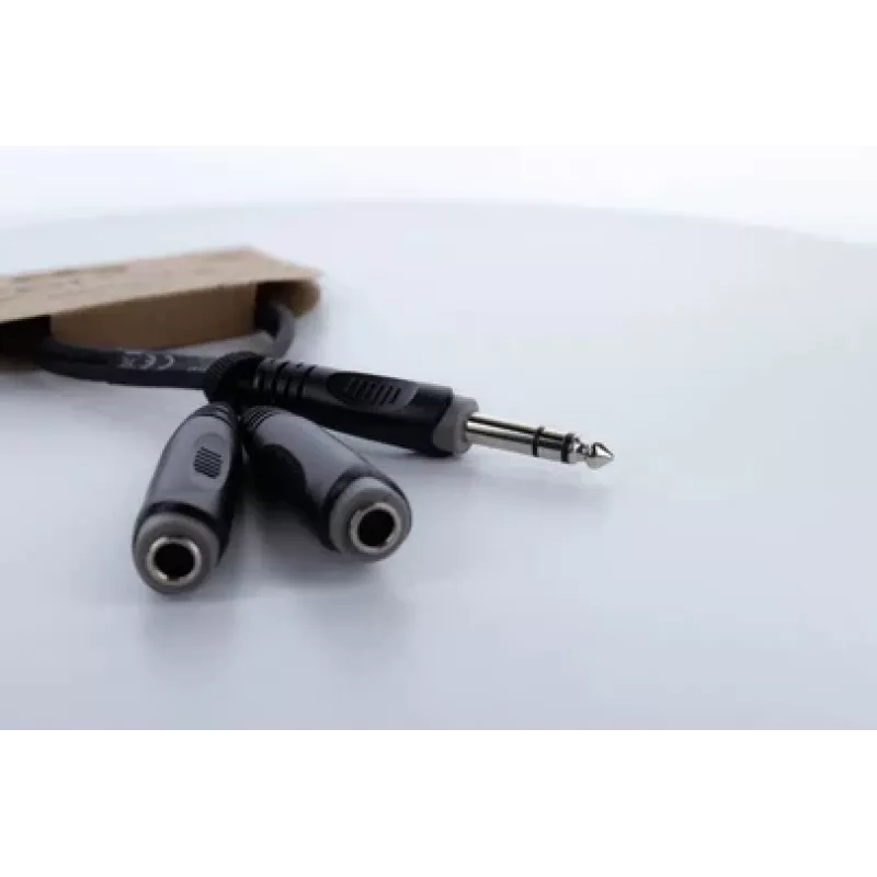 Cordial 14882 6,3mm stereo jack Y adaptér kábel, 1x konektor samec na 2x konektor samica, 0,3m, čierny PVC