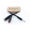 Cordial 14890 audio Y adaptér kábel 6,3mm stereo jack konektor samec na 2x 6,3mm mono jack konektor samica 0,30m čierny PVC twin kábel