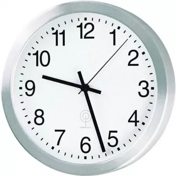 PEWETA rádiové nástenné hodiny z hliníka, 40 cm priemer, strieborné (51.017.415)