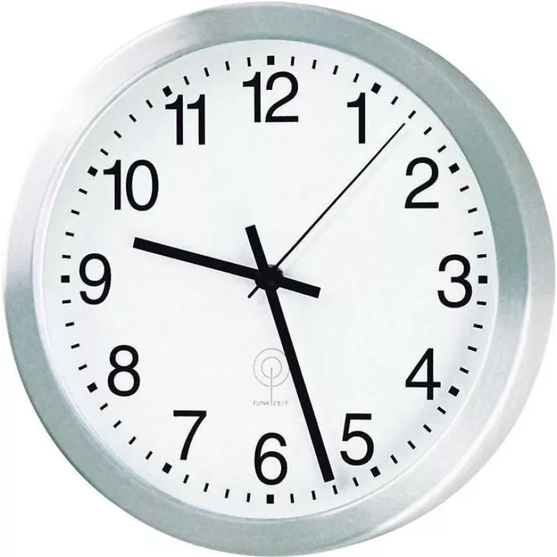PEWETA rádiové nástenné hodiny z hliníka, 40 cm priemer, strieborné (51.017.415)
