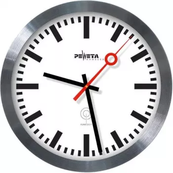 PEWETA rádiové nástenné hodiny nádražné hodiny, 30 cm, hliníkové 51.020.325