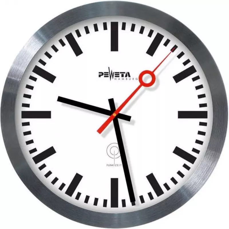 PEWETA rádiové nástenné hodiny nádražné hodiny, 30 cm, hliníkové 51.020.325
