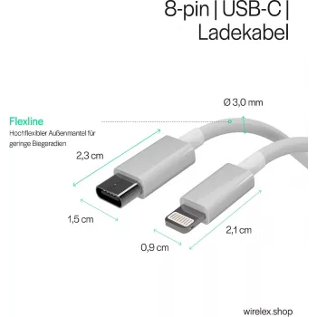 Flexline USB-C na Lightning PD nabíjací kábel 2m biely FL31-13053