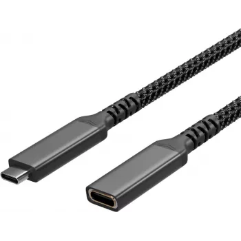 S CONN Flexline USB-C predlžovací kábel, USB-C konektor samec na USB-C konektor samica, USB 3.2 Gen 2, 100W PD, 4K@60Hz, textilný obal, 1,5m, čierny FL31-74006