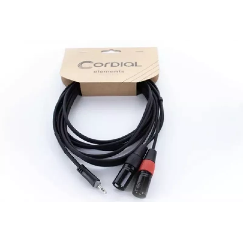 Cordial EY 1.5 WMM XLR Y adaptér kábel - 3,5 mm TRS na 2x XLR konektor samec, 1,5 m 14871