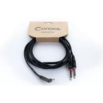 Cordial 14869 Audio Y-adapterový kábel 3,5 mm stereo jack na 2x 6,3 mm mono jack 5 m čierny