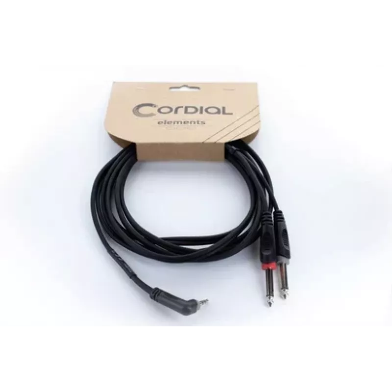 Cordial 14869 Audio Y-adapterový kábel 3,5 mm stereo jack na 2x 6,3 mm mono jack 5 m čierny