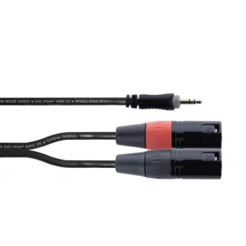 Cordial EY 1 WMM XLR Y-adapterový kábel, 3,5 mm TRS na 2x XLR male, 1 m, OFC, špirálové tienenie, čierny 14870