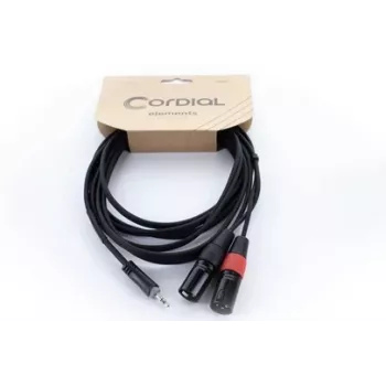 Cordial EY 1 WMM XLR Y-adapterový kábel, 3,5 mm TRS na 2x XLR male, 1 m, OFC, špirálové tienenie, čierny 14870