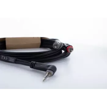 Cordial 14858 3,5 mm stereo jack na 2x RCA Phono audio Y-adapterový kábel, 1 m, čierny PVC dvojitý kábel