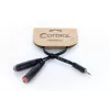 Cordial 14892 Audio Y-adapterový kábel, 3,5 mm stereo jack samec na dva 6,3 mm mono jack samica, 0,3 m, čierne PVC