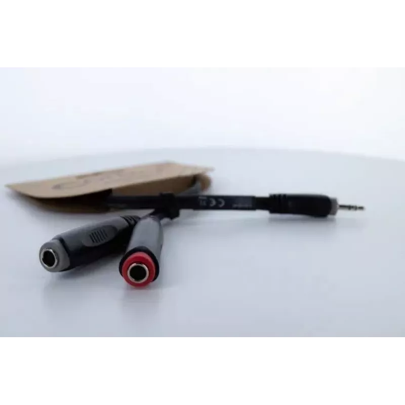 Cordial 14892 Audio Y-adapterový kábel, 3,5 mm stereo jack samec na dva 6,3 mm mono jack samica, 0,3 m, čierne PVC