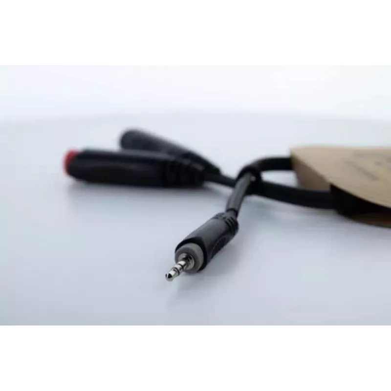 Cordial 14892 Audio Y-adapterový kábel, 3,5 mm stereo jack samec na dva 6,3 mm mono jack samica, 0,3 m, čierne PVC