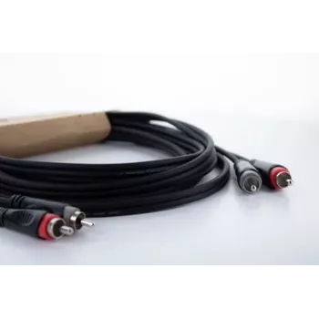 Cordial 14834 RCA audio kábel 2x RCA konektor samec na 2x RCA konektor samec 0,5 m čierny PVC twin