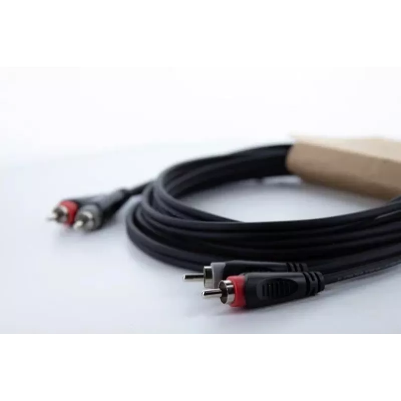 Cordial 14834 RCA audio kábel 2x RCA konektor samec na 2x RCA konektor samec 0,5 m čierny PVC twin