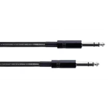 Cordial 14818 audio prepojovací kábel 6,3 mm jack stereo na 6,3 mm jack stereo, 6 m, čierny PVC, twisted pair