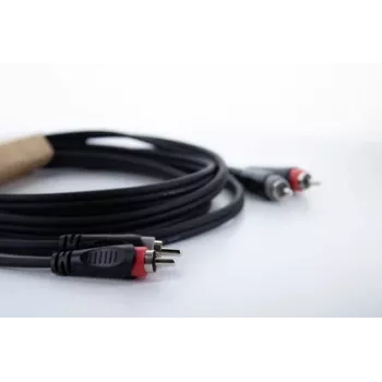 Cordial 14837 RCA audio kábel 2x RCA konektor samec na 2x RCA konektor samec 3 m čierny PVC twin kábel