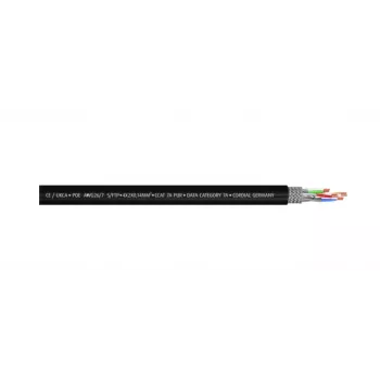 Cordial 15581 CAT 7a S/FTP patch kábel, RJ45, 10 m, čierny, PUR plášť