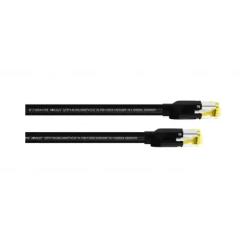 Cordial 15581 CAT 7a S/FTP patch kábel, RJ45, 10 m, čierny, PUR plášť