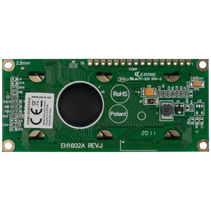 JOY-IT COM-OLED16X2 16x2 OLED displej modul, biely, I2C, SSD1306, Arduino & Raspberry Pi kompatibilný