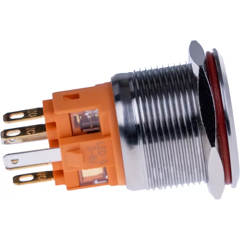JOY-IT BUTTON22B-M-GR tlačidlo (spínacie), 22mm, 250V AC 7A, 1 NO, IP67, IK10, zelené