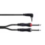 Cordial 14866 audio Y-adapter kábel 3,5 mm stereo na 2x 6,3 mm mono 1 m čierny