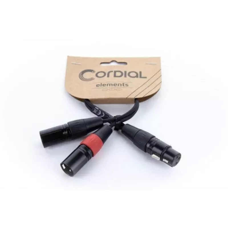 Cordial EY 0,3 m XLR Y-adapter kábel - 1x XLR samica na 2x XLR samec, čierny 14880
